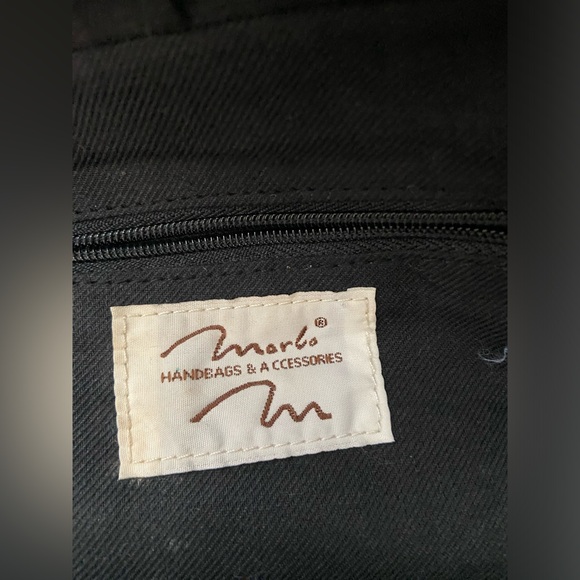 Vintage Marlo Black Canvas Bag with Brown Faux Leather Trims & Handles, Silver - Picture 5 of 15